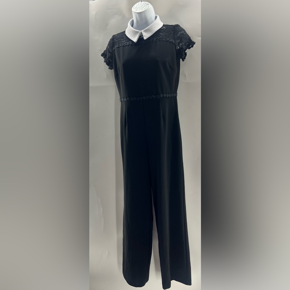 Black Jumpsuit with White Collar y2k Wednesday Adam’s Halloween shelby Palmer 4